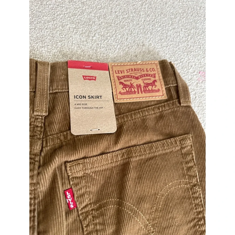 Levi's Icon Skirt Corduroy Brown A Line Button Fly Mini Juniors Size 26